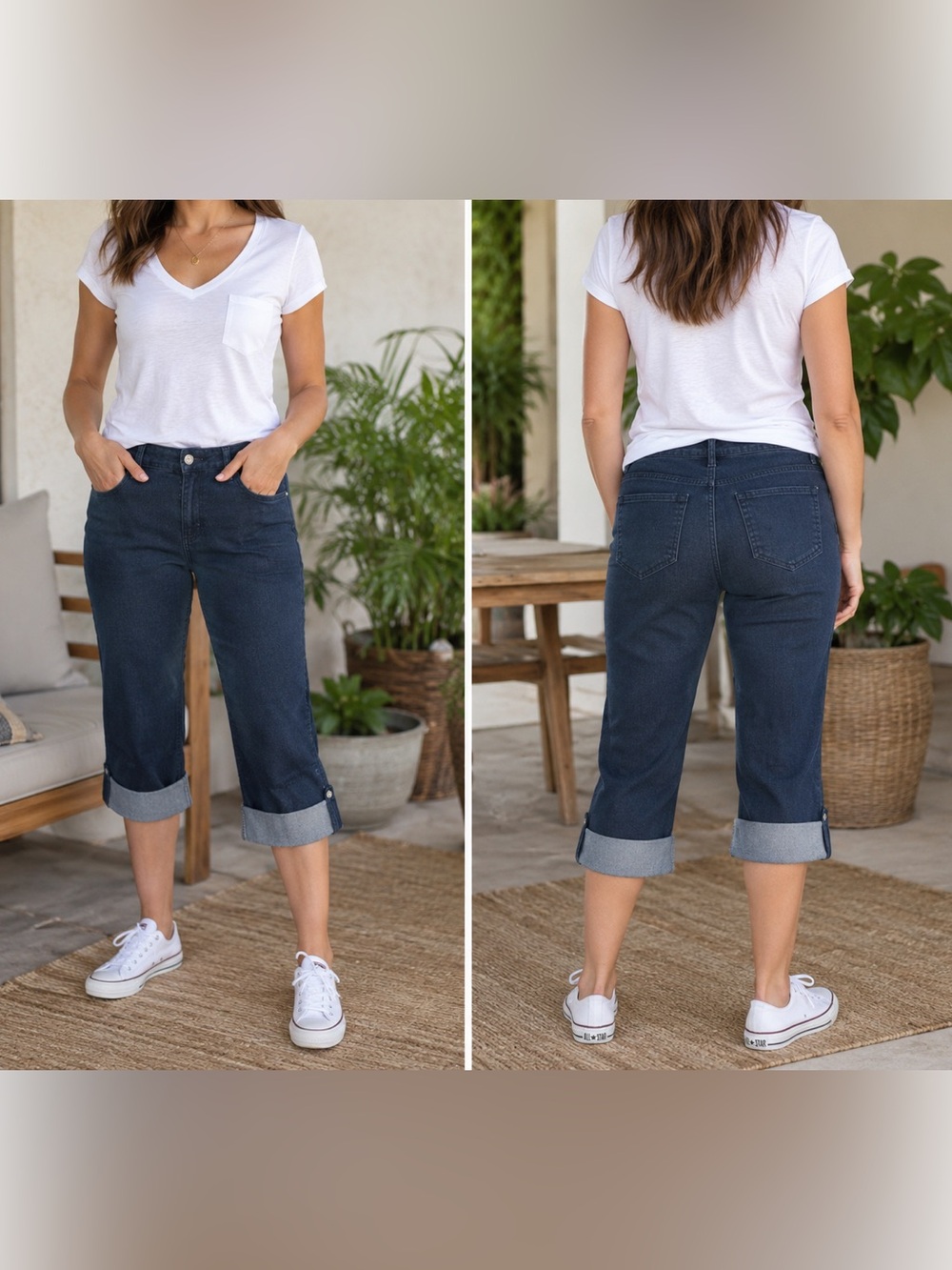 NYDJ Dark Blue Cuffed Cropped Jeans Size 16P